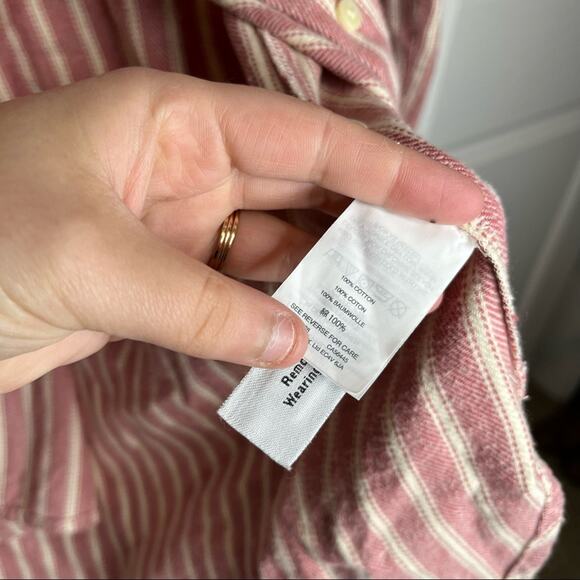 Madewell Craig Pink Stripe Ex Boyfriend Button Down Flannel Size XS - Picture 8 of 8